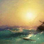 Composizione basata sul dipinto di I.K.  Aivazovsky “Tempesta sul Mar Nero.  Composizione basata sul dipinto di Aivazovsky 